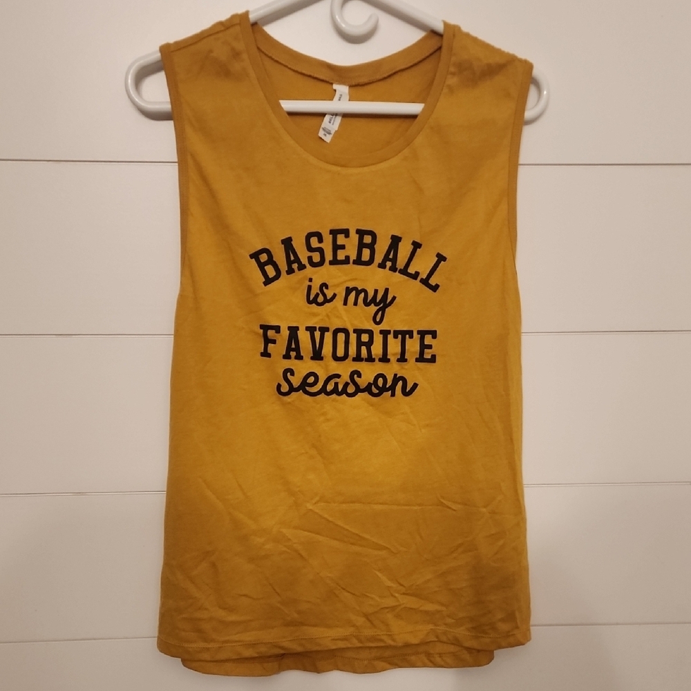 Yellow Graphic Tank Top - Baseball Theme